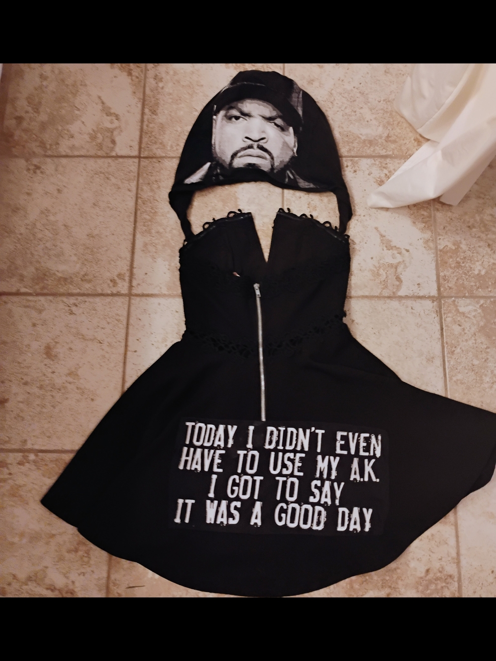 Handmade Ice Cube Hooded Luxxel Black Dress